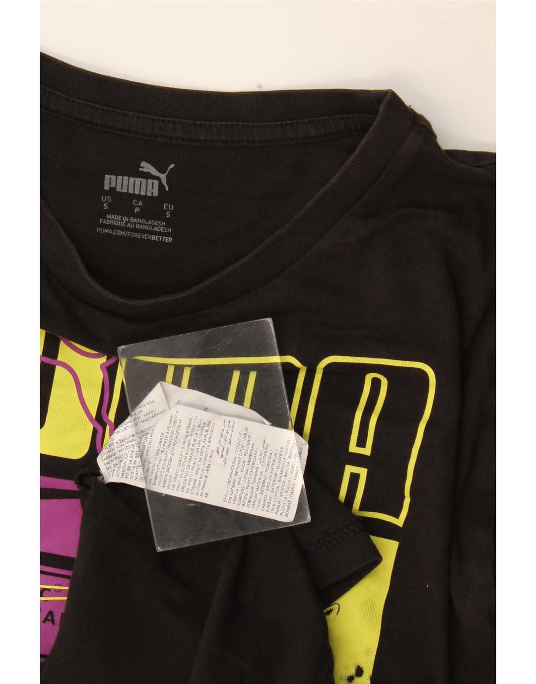 Мужская футболка с рисунком Puma, маленькая, черная, хлопковая