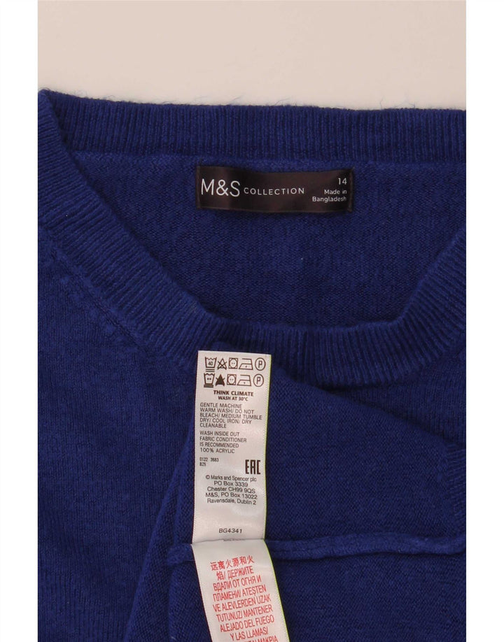 Женский джемпер с круглым вырезом Marks & Spencer UK 14, средний синий акрил
