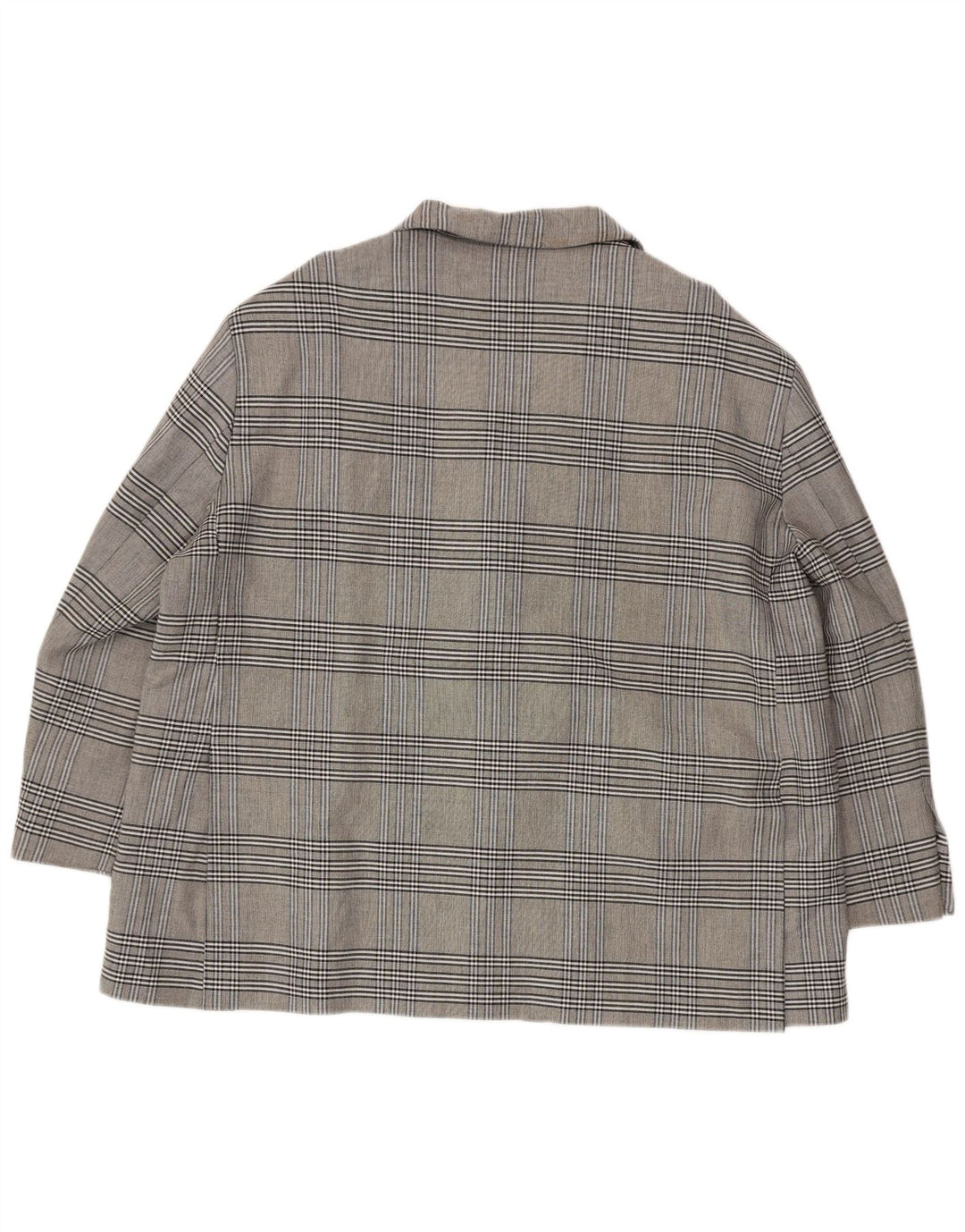 Женский пиджак оверсайз с 2 пуговицами ZARA UK 18 XL, серый вискоза в клетку