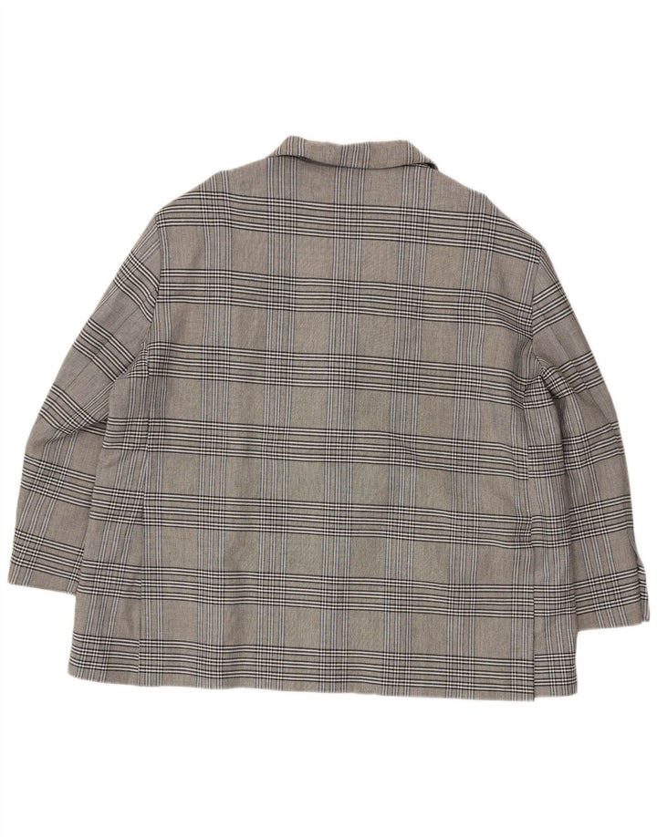 Женский пиджак оверсайз с 2 пуговицами ZARA UK 18 XL, серый вискоза в клетку