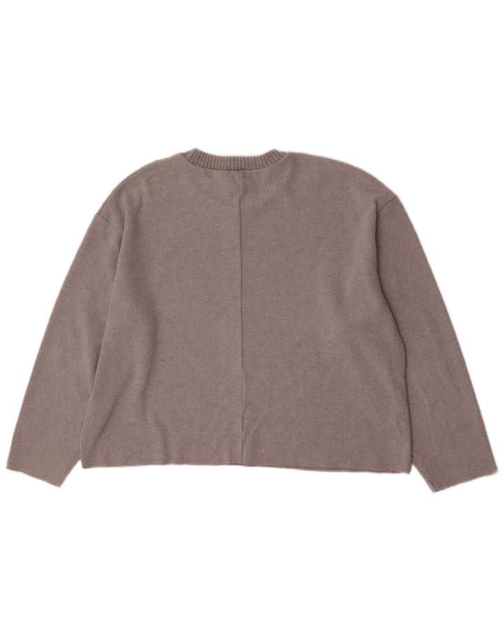 Женский свободный джемпер с круглым вырезом Zara UK 14, большой серый цвет