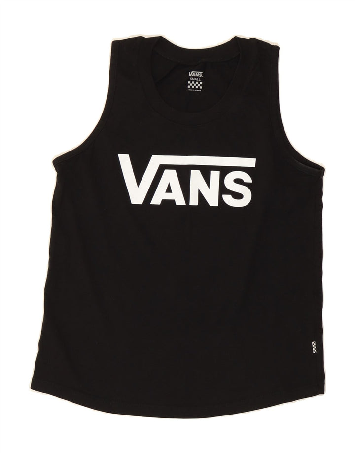 VANS Womens Graphic Vest Top UK 10 Small Black Cotton Vintage Vans and Second-Hand Vans from Messina Hembry 