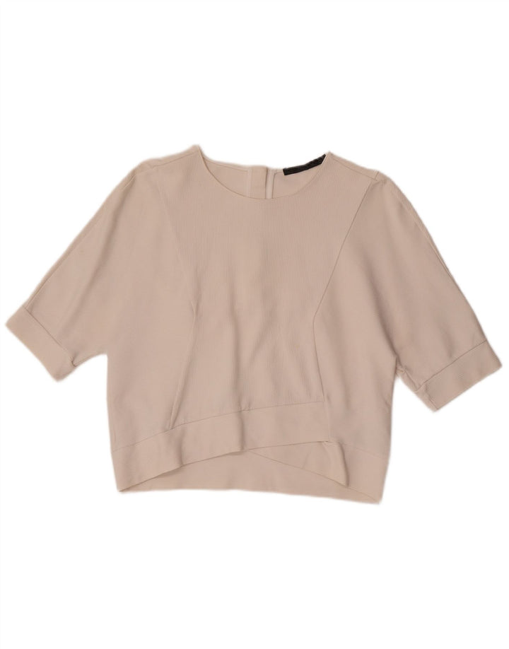 Женская блузка Zara Top UK 14, средний белый хлопок, белый цвет