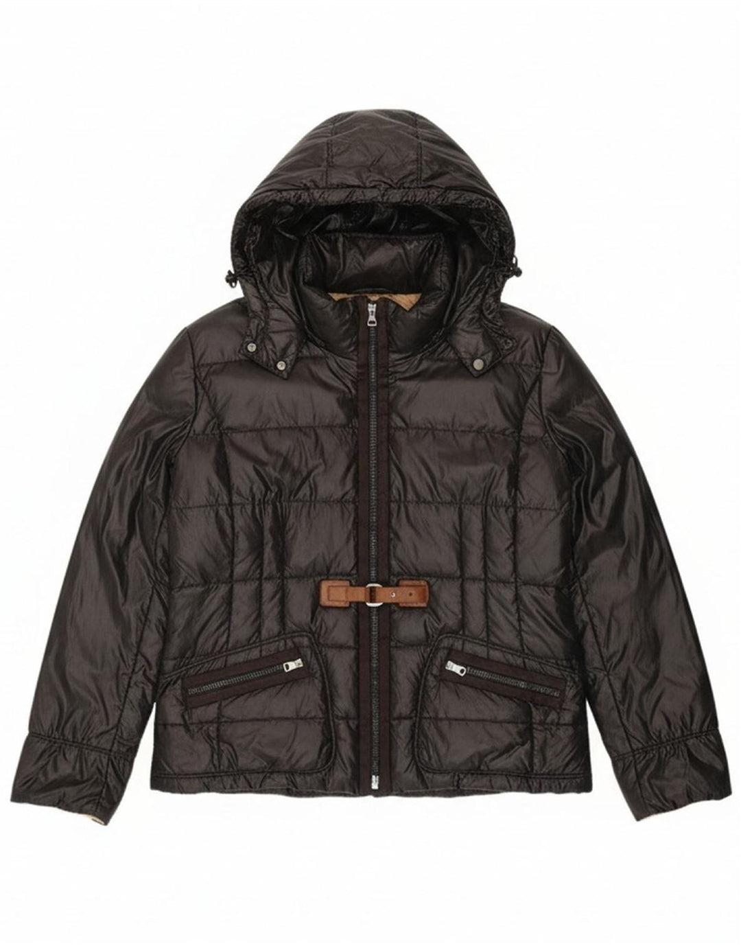 HENRY COTTONS Womens Hooded Padded Jacket IT 52 XL Black Polyamide