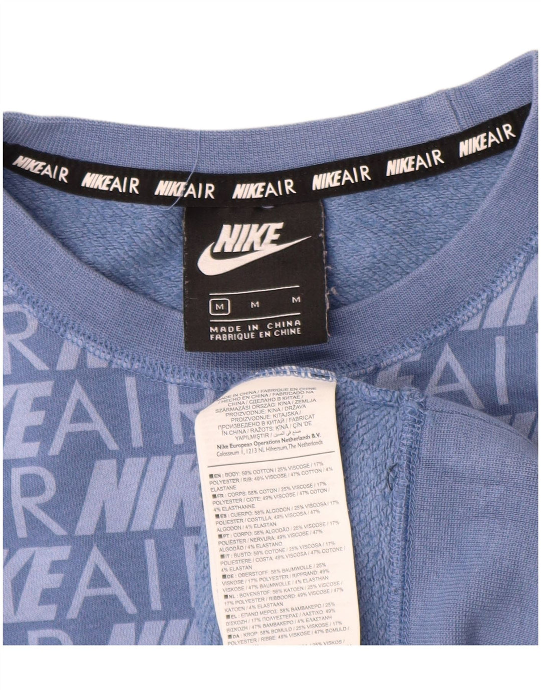 Женский джемпер большого размера с рисунком NIKE UK 14, хлопковый средний синий цвет