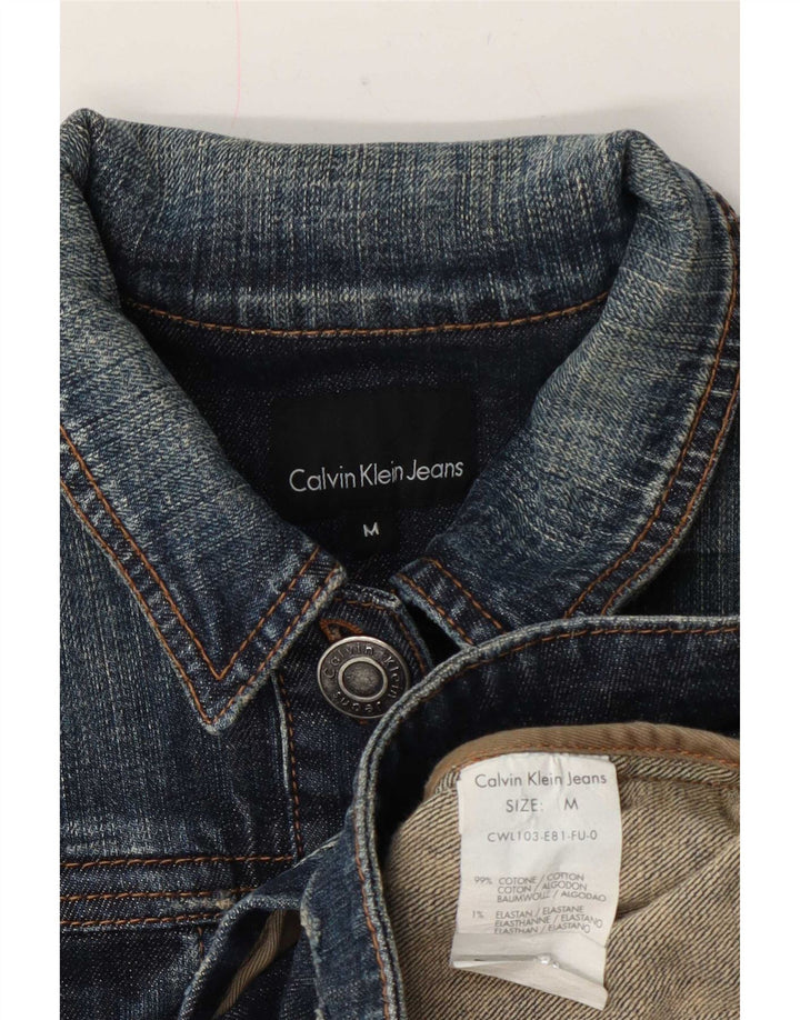 Женская джинсовая куртка Calvin Klein Jeans UK 12, средний синий хлопок, хлопок