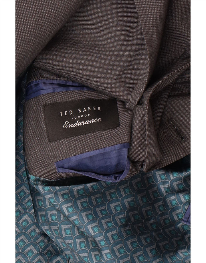 TED BAKER Mens 2 Button Blazer Jacket UK 46 3XL Grey Wool Vintage Ted Baker and Second-Hand Ted Baker from Messina Hembry 