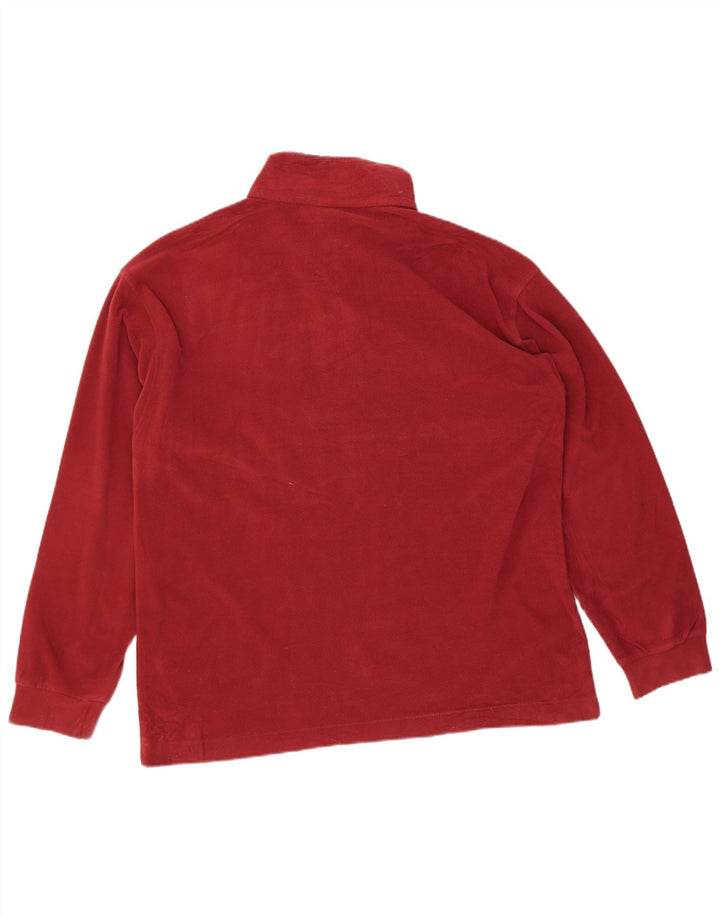 THINK PINK Mens Zip Neck Fleece Jumper Medium Burgundy