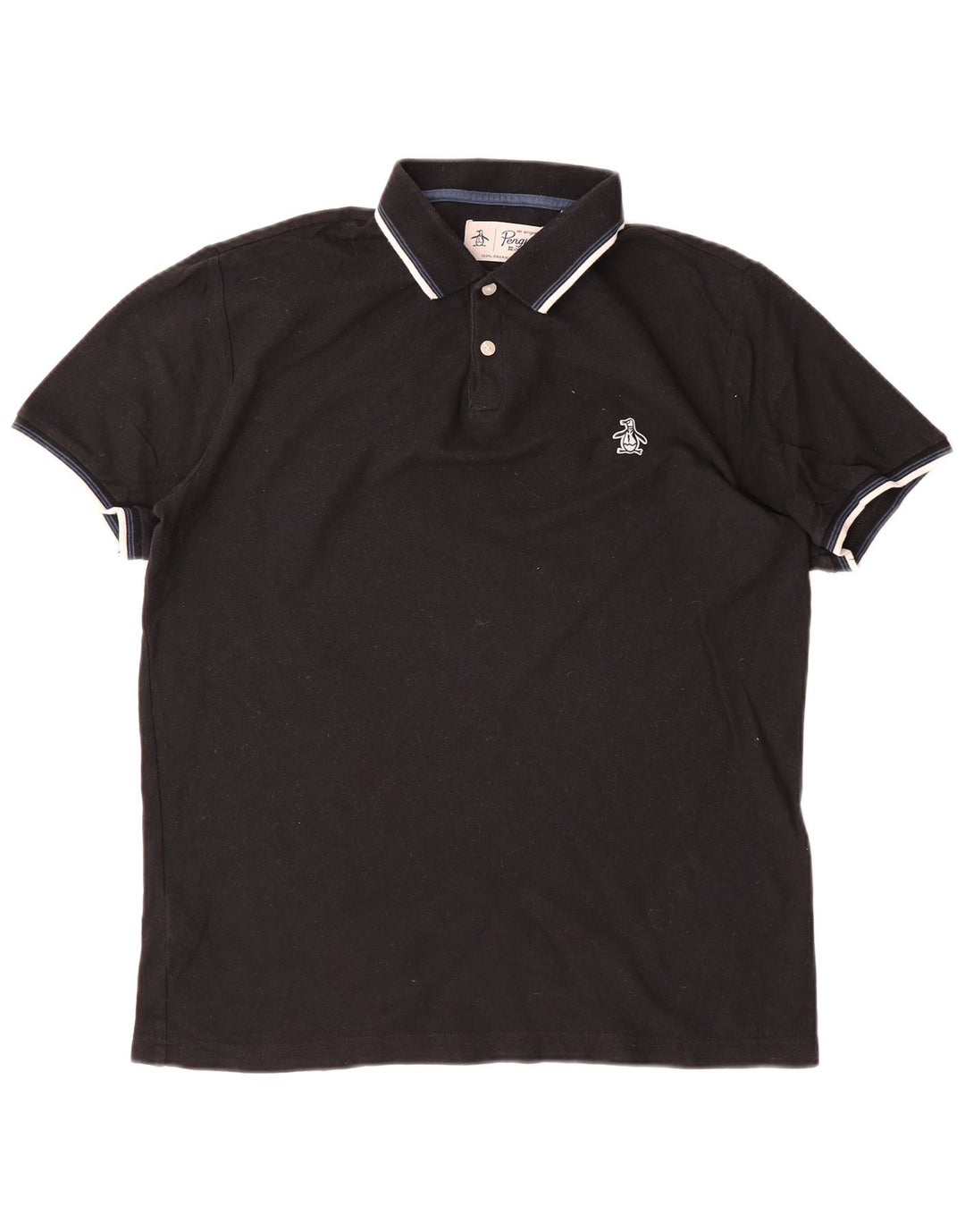 PENGUIN Mens Polo Shirt Medium Black Cotton