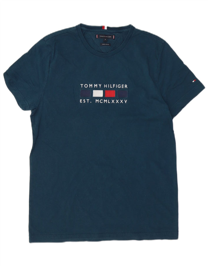 TOMMY HILFIGER Мужская футболка с рисунком Топ среднего размера, темно-синий, хлопок