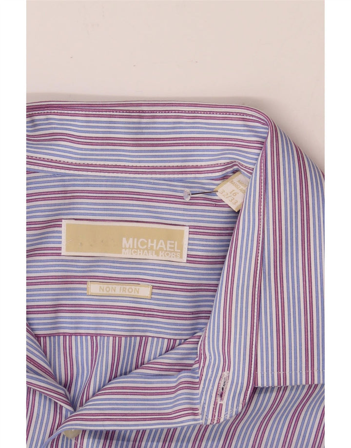MICHAEL KORS Mens Shirt Size 16 Large Blue Striped Vintage Michael Kors and Second-Hand Michael Kors from Messina Hembry 