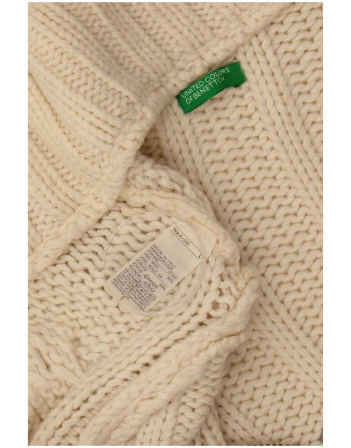 Женский кардиган Benetton UK 14, большой размер, белая шерсть