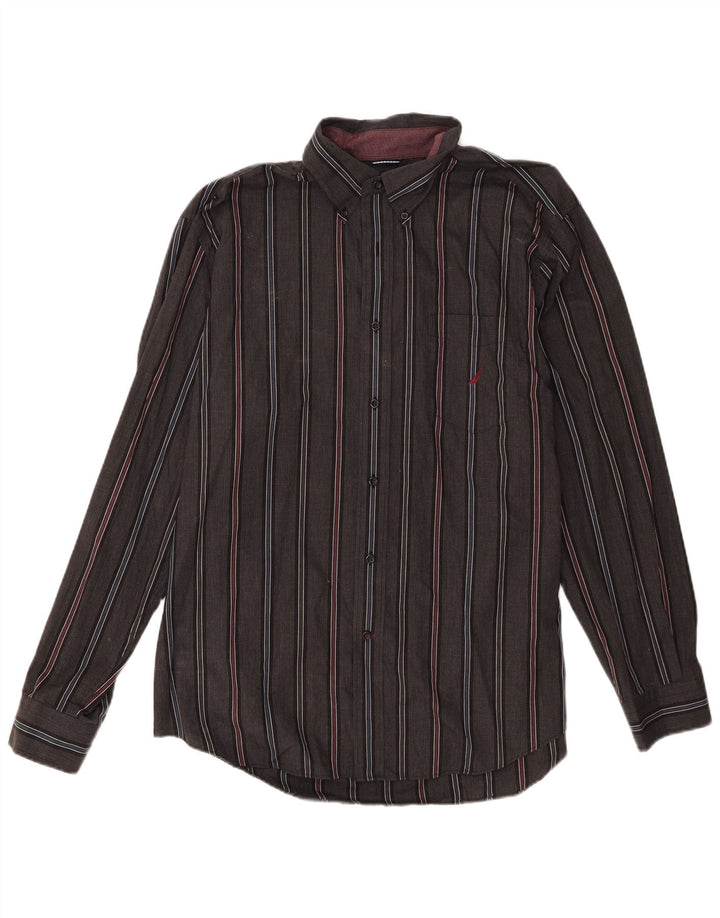 Мужская рубашка Nautica XL, хлопковая серая полоска