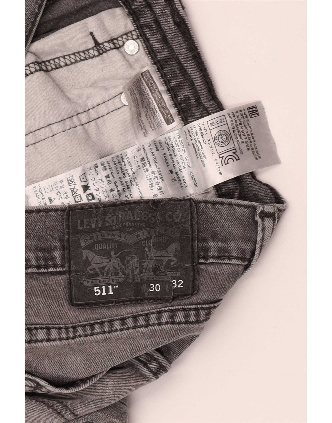 Мужские узкие джинсы Levi's W30 L30 серые, хлопок