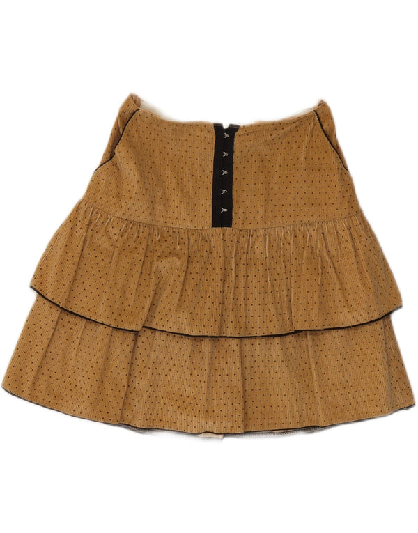 ВИНТАЖНАЯ женская вельветовая многоярусная юбка W25 XS Коричневая в крапинку