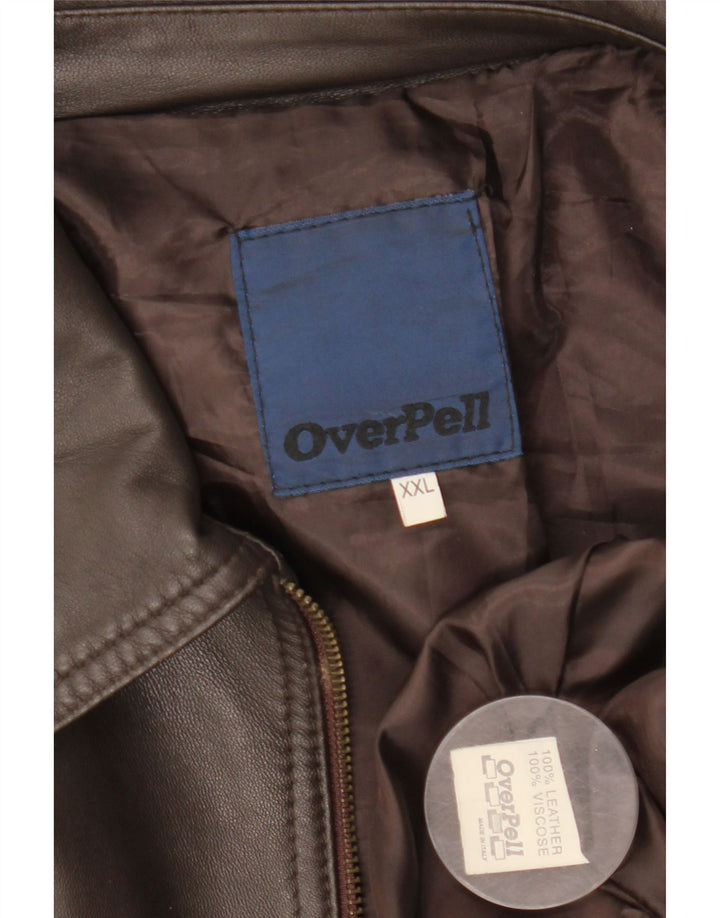 Винтажная женская кожаная куртка UK 44 2XL Коричневая кожаная