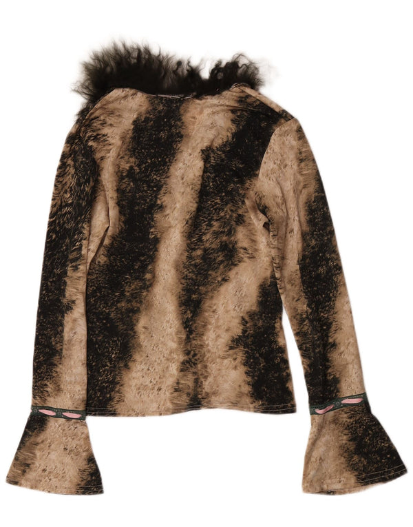 Женский топ Avant с длинным рукавом UK 6 XS, коричневый, полиэстер с животным принтом