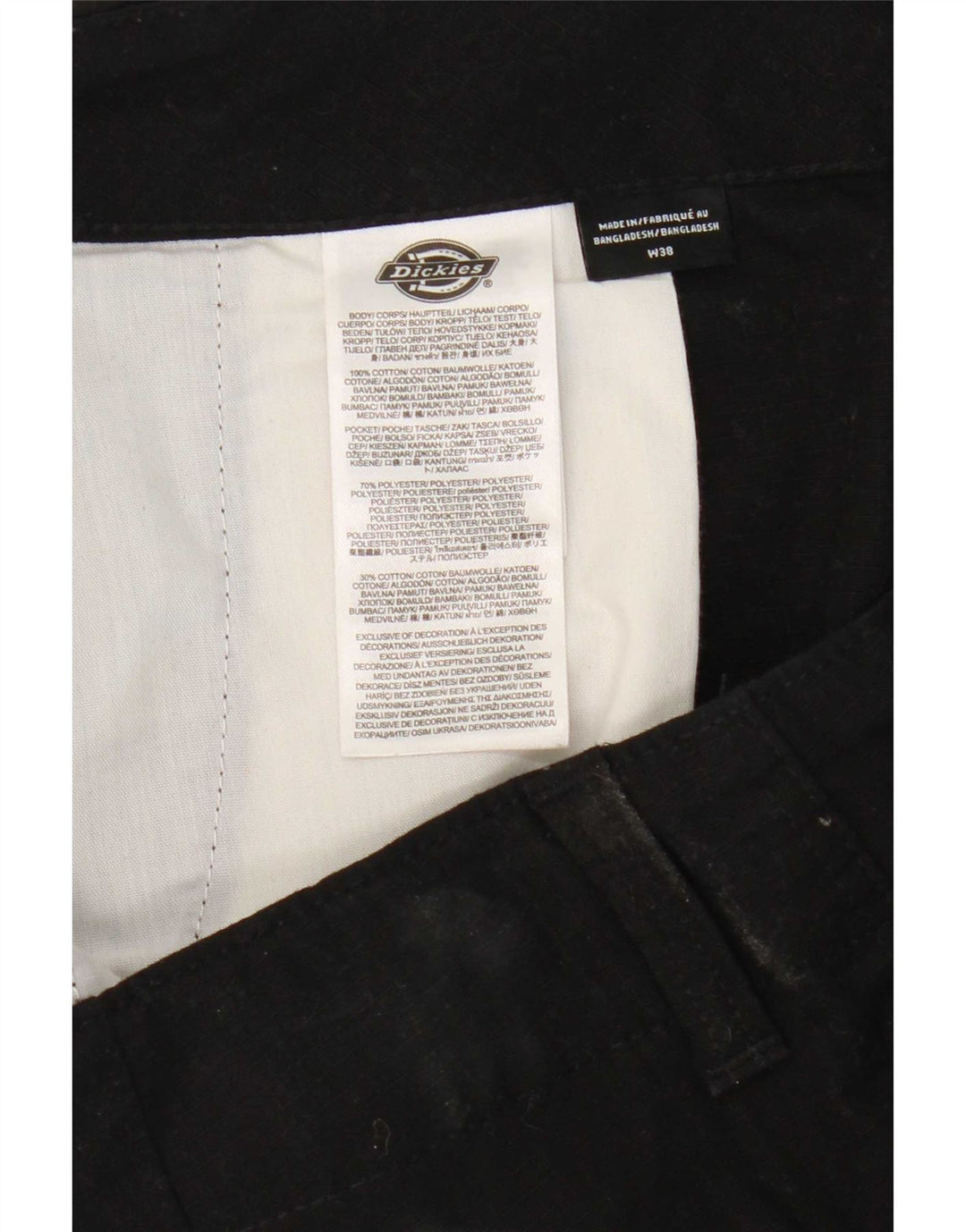 Мужские прямые брюки-карго Dickies W38 L32, черные, хлопковые