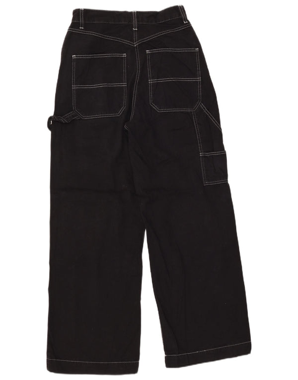 TOPSHOP Womens Straight Cargo Trousers UK 10 Small W28 L31 Black Cotton