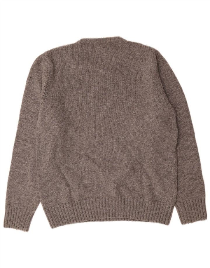 Мужской джемпер с рисунком Woolrich, шерстяной свитер среднего серого цвета с крапинками