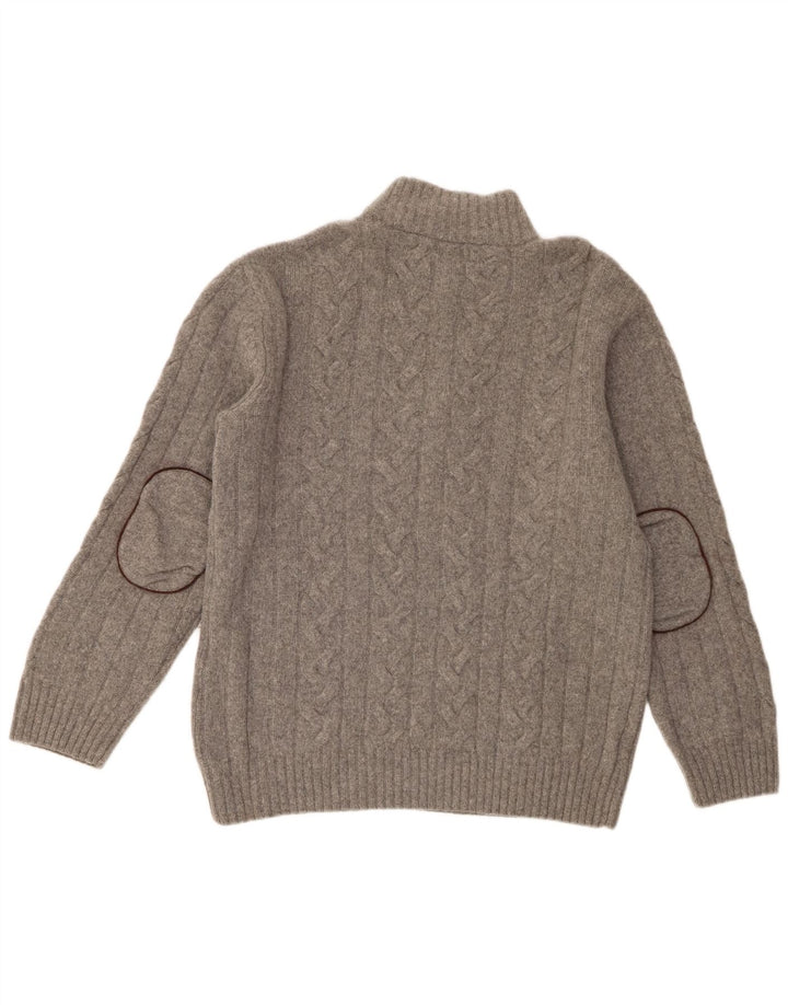 Мужской свитер Gant на молнии с воротником 2XL, серый из мериносовой шерсти