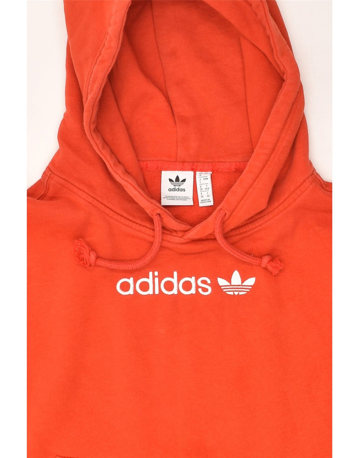 ADIDAS Womens Graphic Oversized Hoodie Jumper UK 4 XS Red Cotton | Vintage Adidas | Thrift | Second-Hand Adidas | Used Clothing | Messina Hembry 