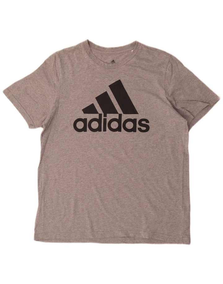 Мужская футболка с рисунком ADIDAS, большой серый хлопок