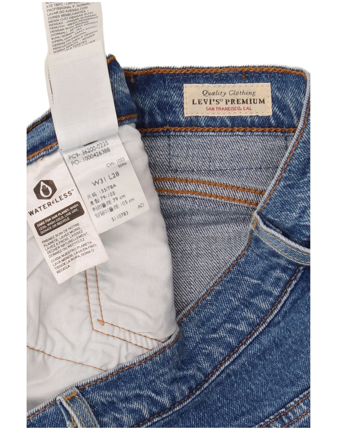 Мужские прямые джинсы Levi's 501 W31 L28 синие, хлопок