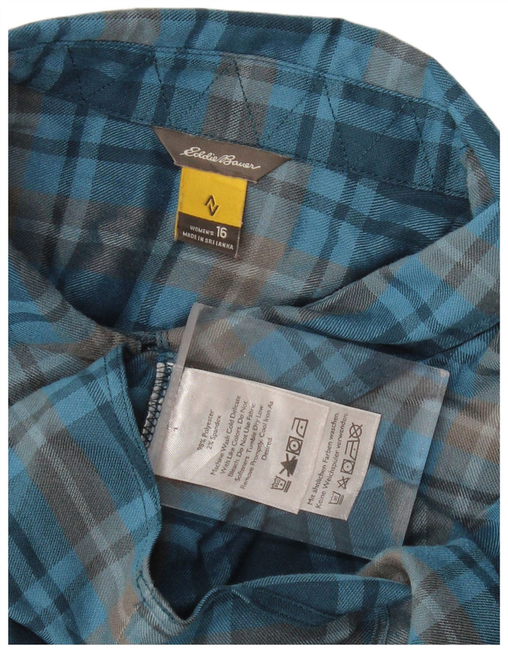 Женское платье-пуловер EDDIE BAUER, США 16, 2XL, синее в клетку, полиэстер