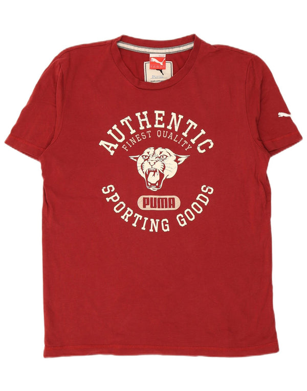 Мужская футболка с рисунком PUMA, хлопковая, среднего красного цвета