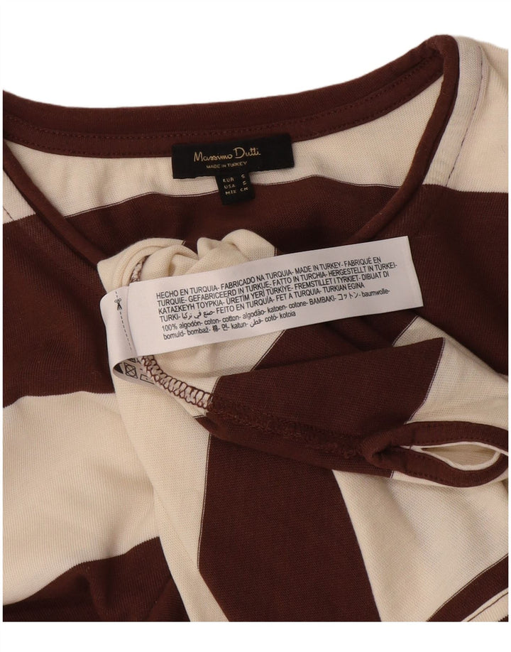 Мужской топ Massimo Dutti из хлопка с длинным рукавом в маленькую коричневую полоску