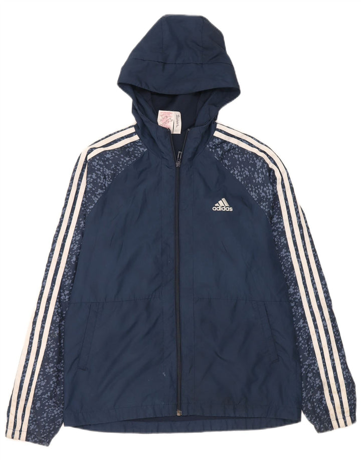 Спортивный костюм Adidas для мальчиков с капюшоном, верхняя куртка, 13–14 лет, темно-синий, полиэстер