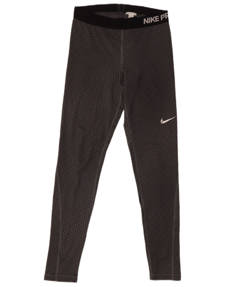 Женские леггинсы с рисунком NIKE UK 12, средний серый цвет с геометрическим узором