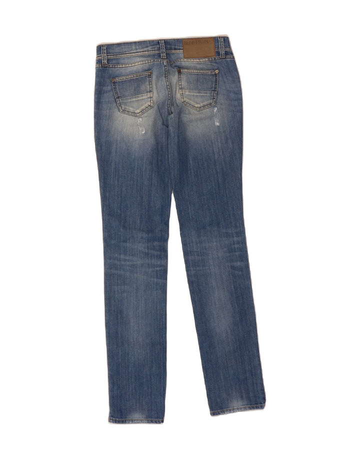 BENETTON Womens Distressed Slim Jeans W27 L33 Blue Cotton Vintage Benetton and Second-Hand Benetton from Messina Hembry 