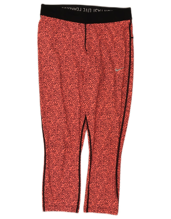 Женские укороченные леггинсы Nike Dri Fit UK 10, маленькие красные полиэстер с животным принтом
