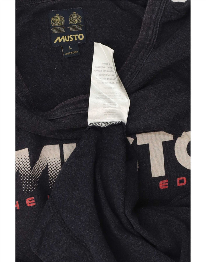 Мужской свитшот с рисунком Musto, большой темно-синий хлопковый джемпер