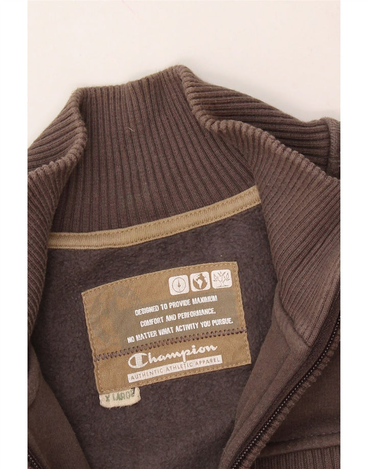 CHAMPION Mens Zip Neck Sweatshirt Jumper XL Brown Cotton Vintage Champion and Second-Hand Champion from Messina Hembry 