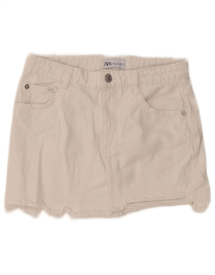Женская джинсовая мини-юбка Zara Medium W28, белая