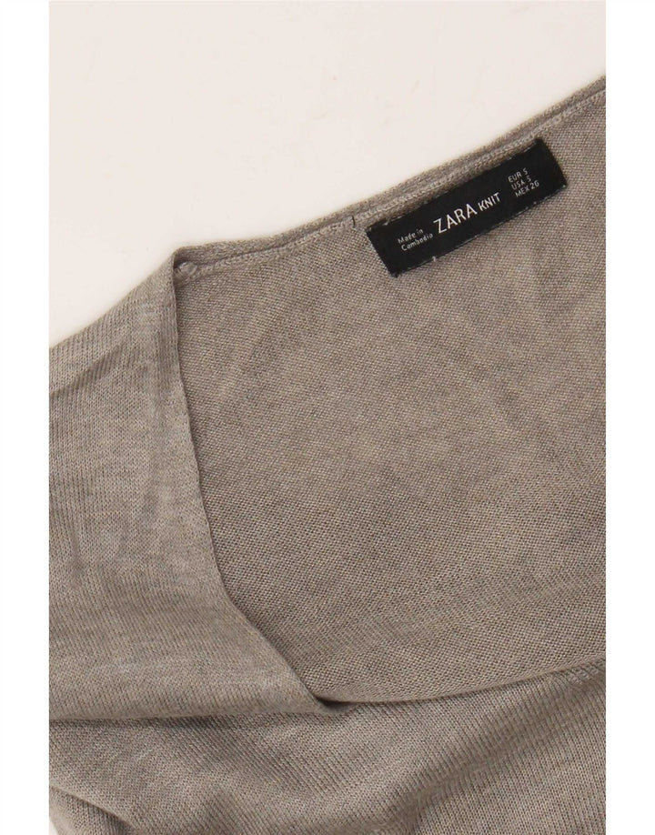 Женский длинный джемпер с v-образным вырезом Zara UK 10, маленький серый цвет