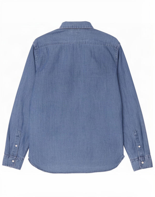 Мужская джинсовая рубашка Levi's, большая синяя хлопковая ткань