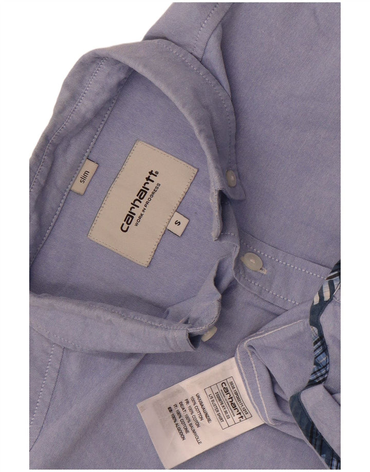 Мужская тонкая рубашка Carhartt, маленькая синяя, хлопок с цветными блоками