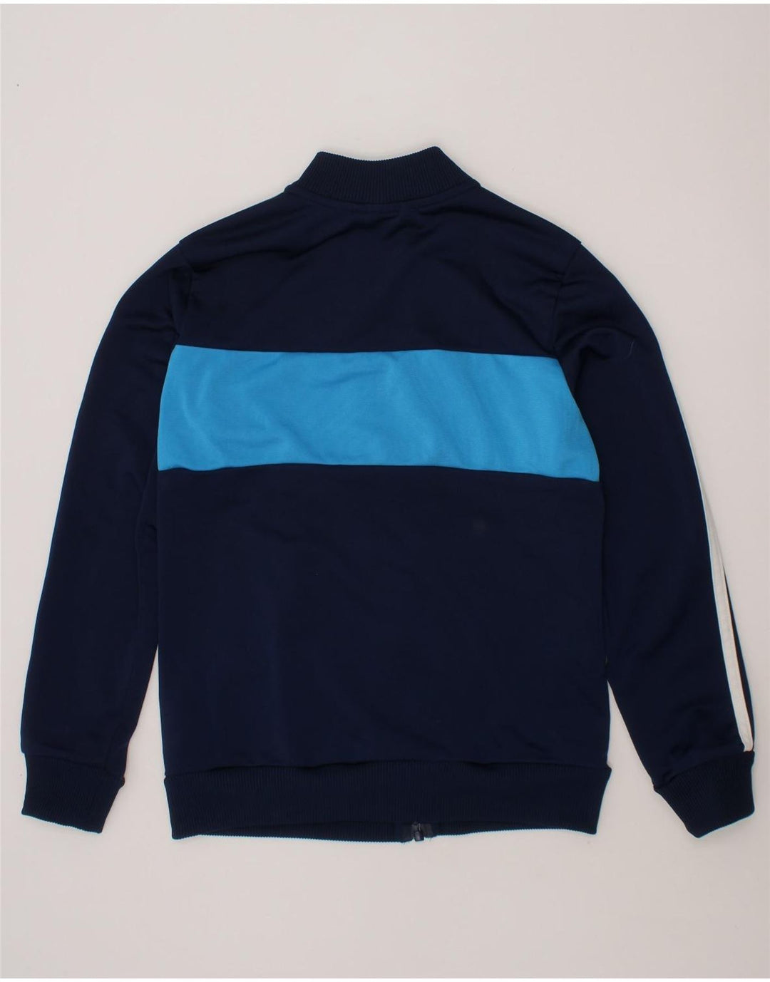 ADIDAS Boys Tracksuit Top Jacket 9-10 Years Navy Blue Colourblock