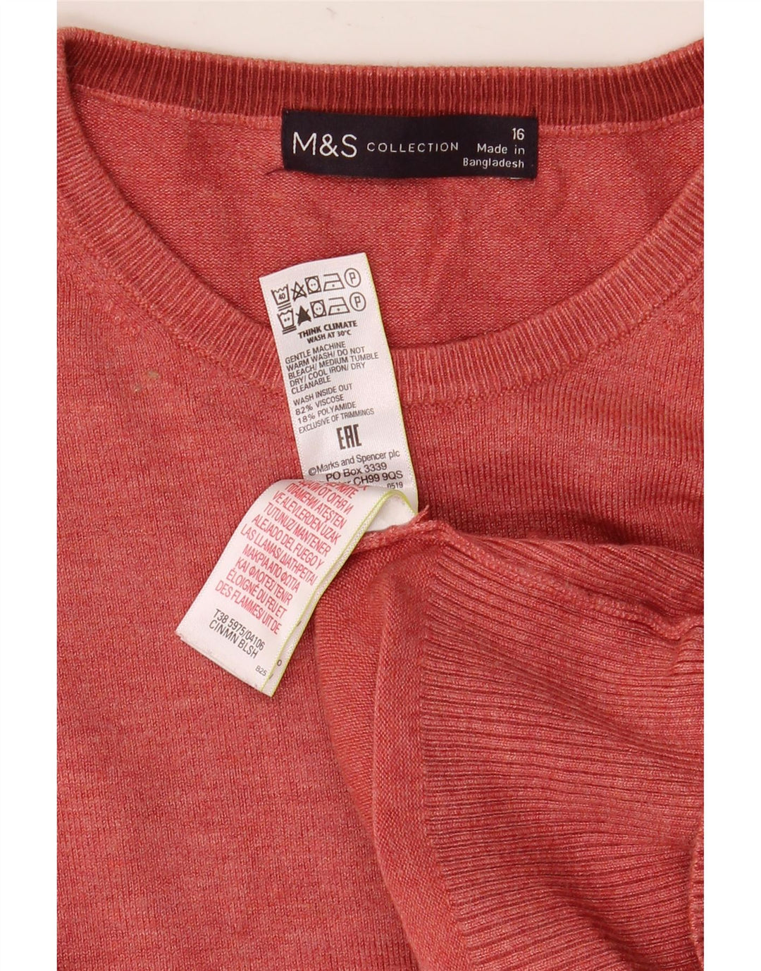 Женский укороченный джемпер с круглым вырезом Marks & Spencer, Великобритания 16, большой красный