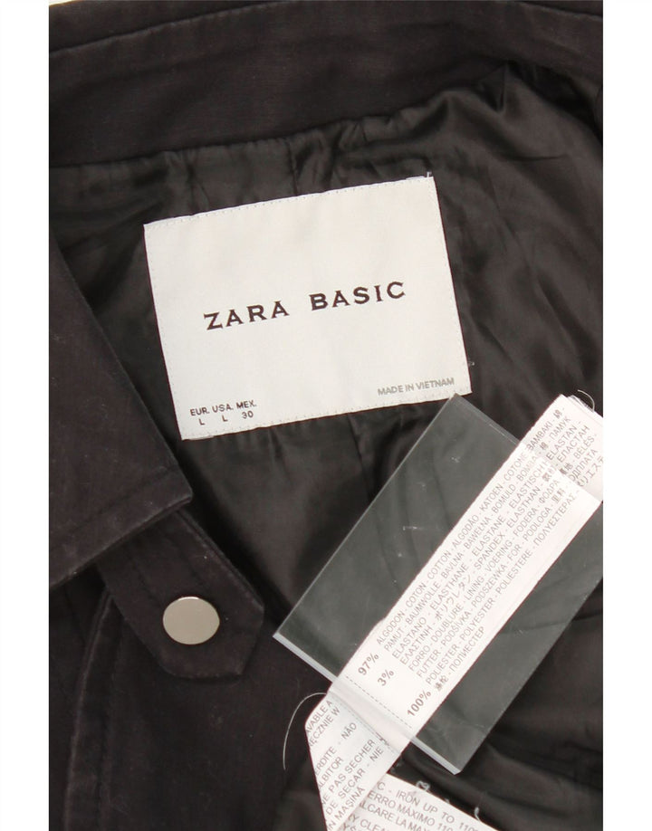 ZARA Womens Blazer Jacket UK 14 Large Black Cotton Vintage Zara and Second-Hand Zara from Messina Hembry 