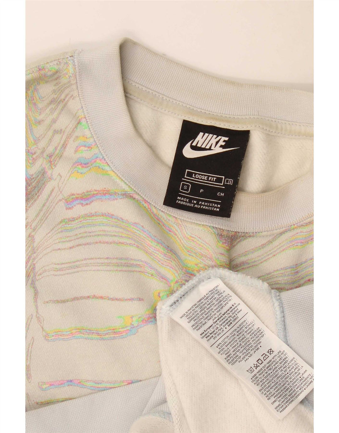 Женский джемпер Nike с абстрактным узором, Великобритания, 10, маленький, белый