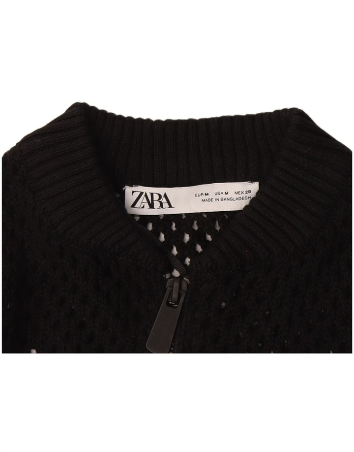 Женский укороченный прозрачный кардиган Zara UK 12, средний черный цвет