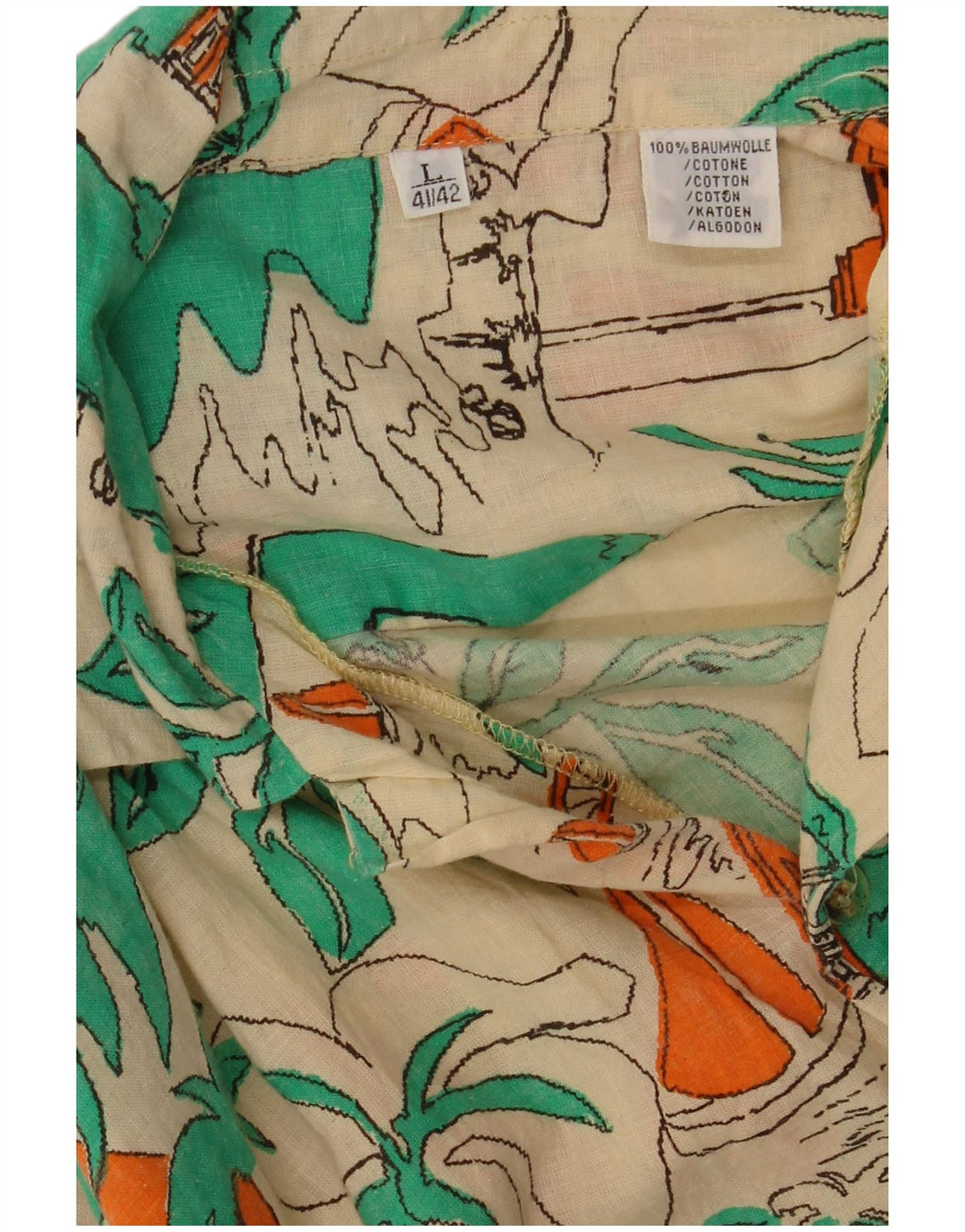 Винтажная мужская рубашка с сумасшедшим узором, размер 41/42, большая разноцветная гавайская рубашка