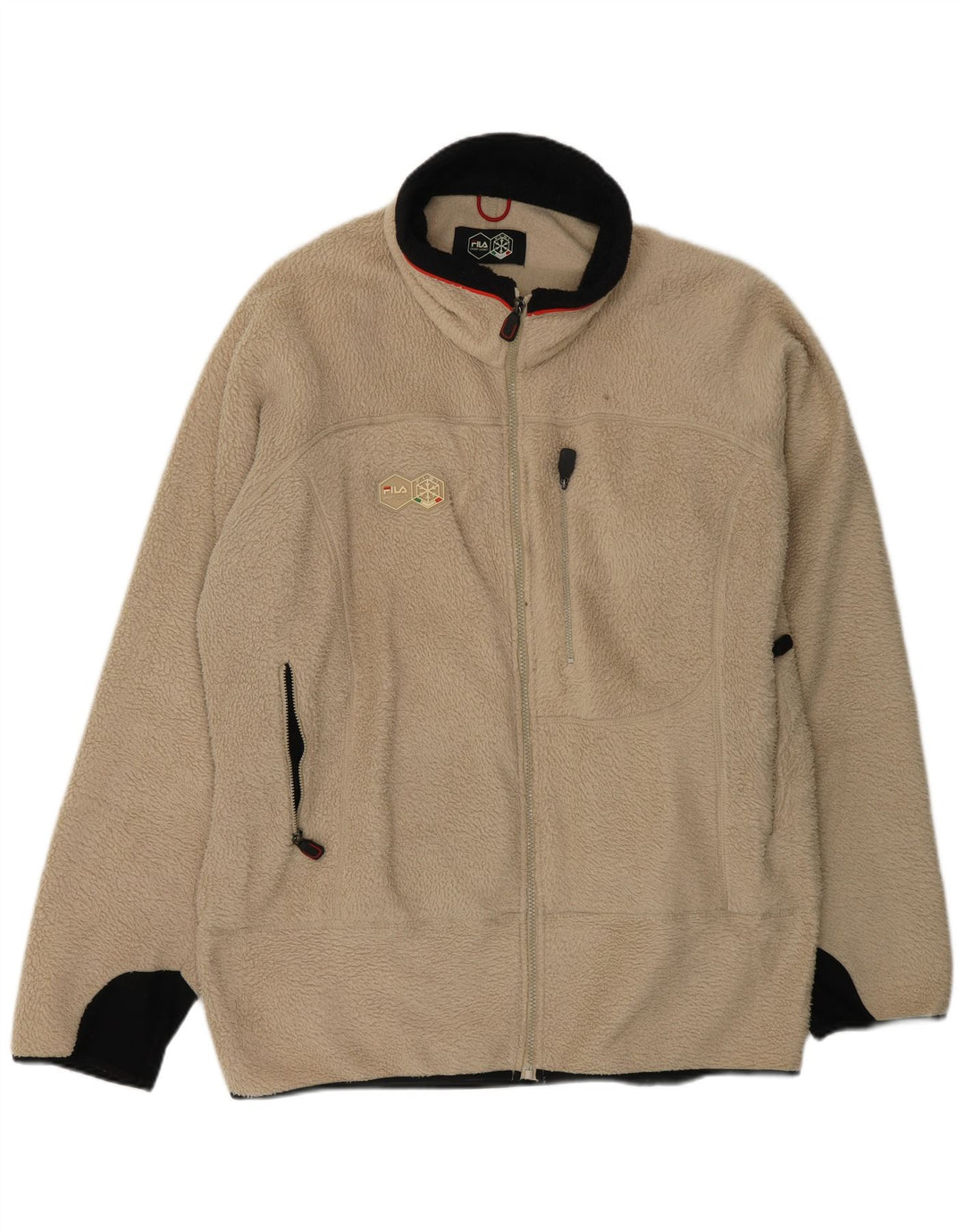 Мужская флисовая куртка FILA UK 44 2XL бежевый полиэстер с цветными блоками