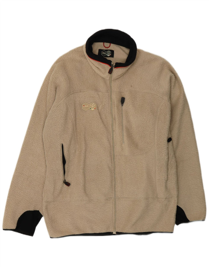 Мужская флисовая куртка FILA UK 44 2XL бежевый полиэстер с цветными блоками