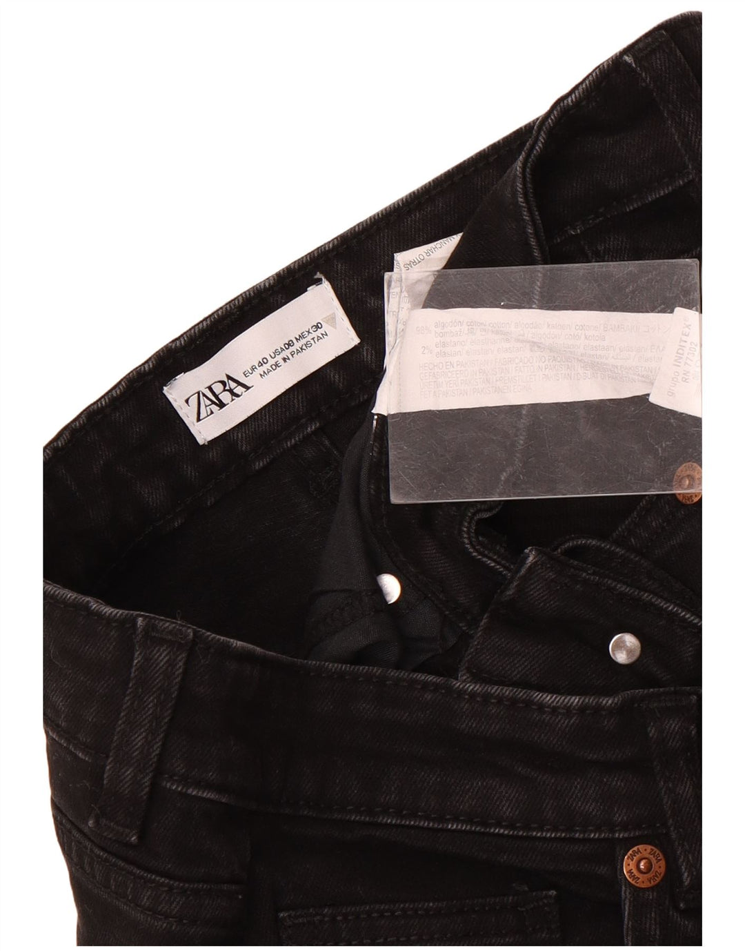 Женские прямые джинсы Zara EU 40 Medium W30 L26, черный хлопок